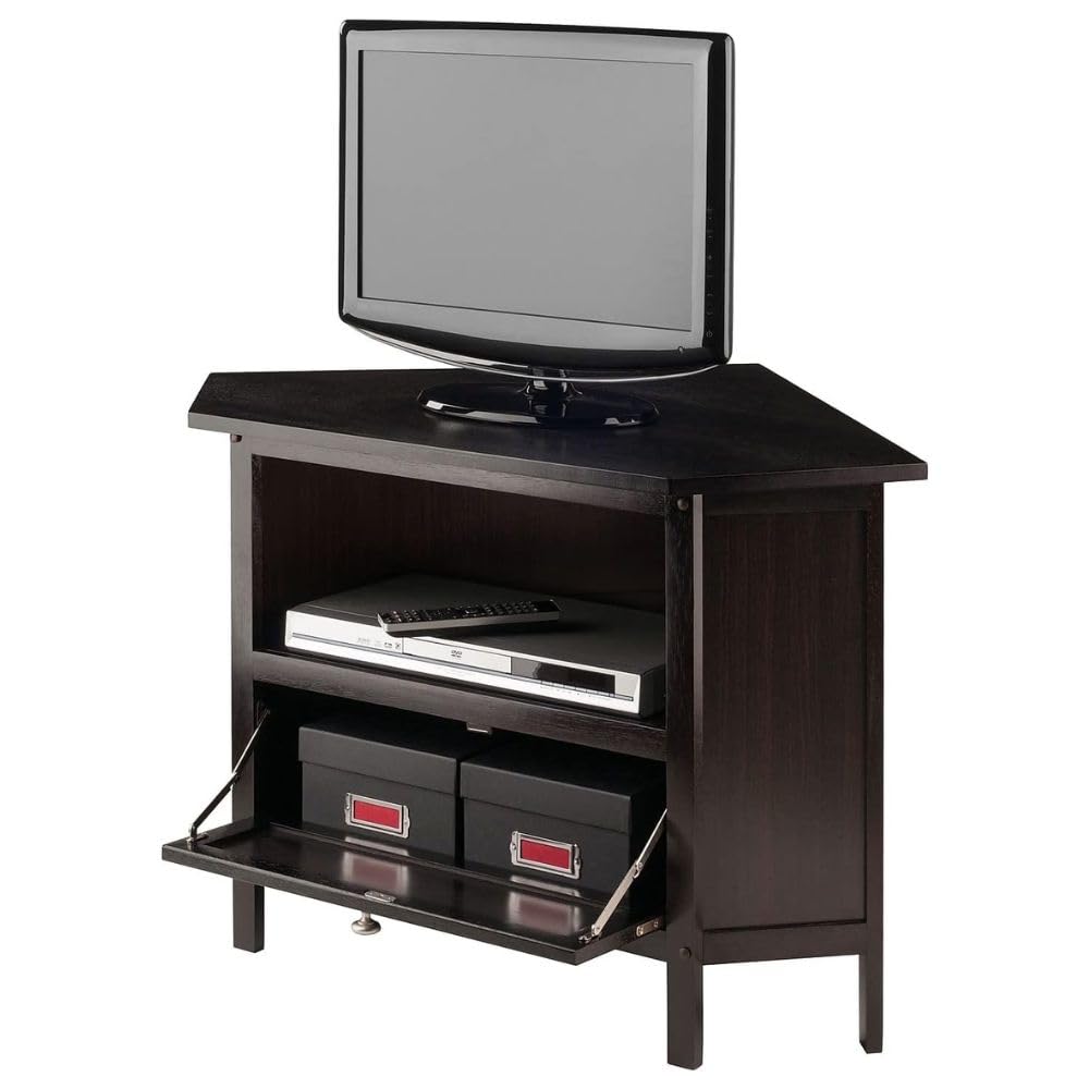 Espresso Corner TV Stand for TVs Up to 27 Inches Wood B58739