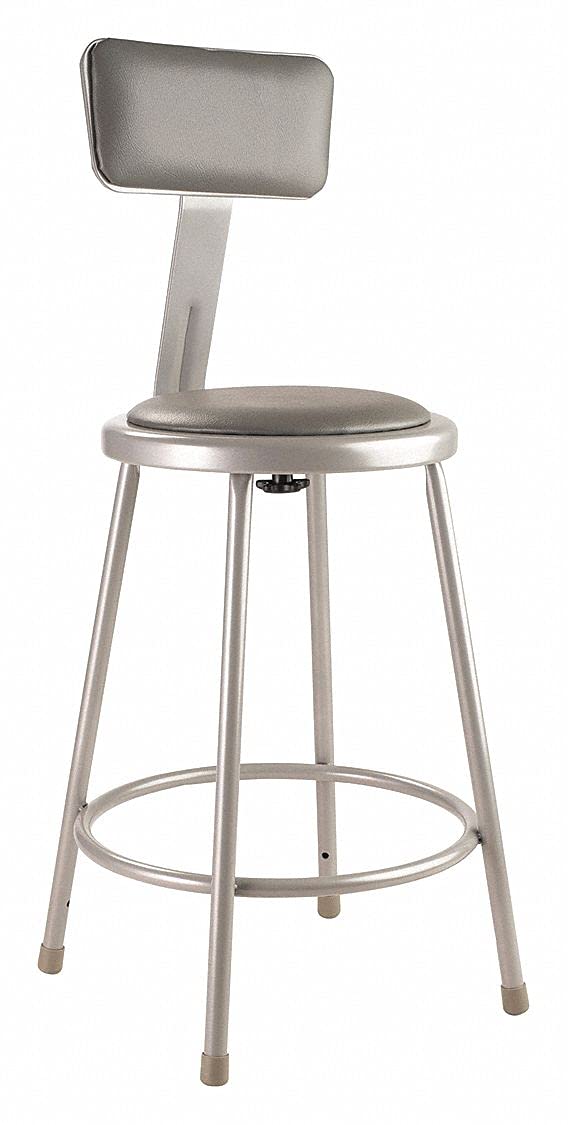 24" Heavy Duty Vinyl Padded Steel Stool with Backrest N984847