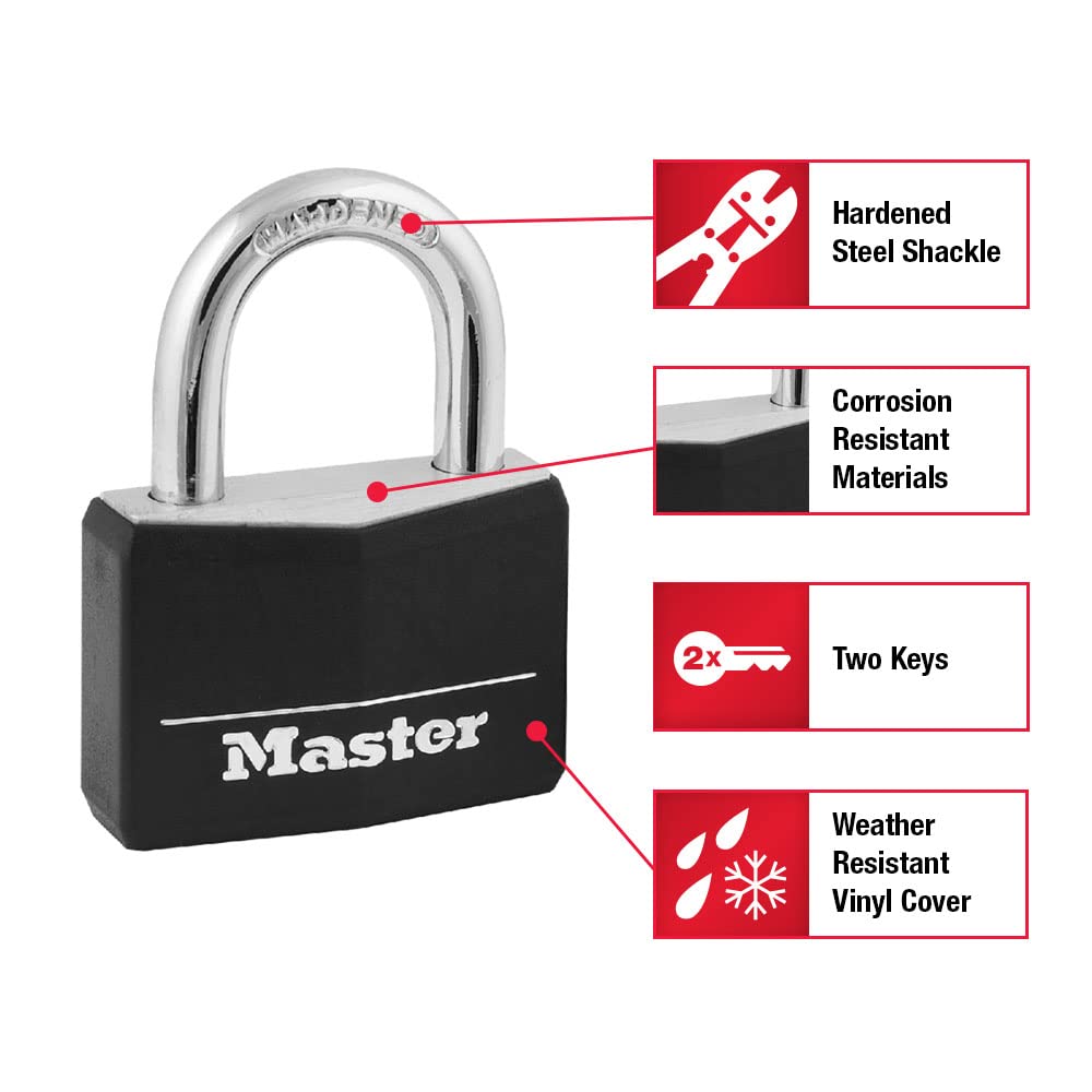 Black 4 Pack Covered Aluminum Keyed Padlock O2235