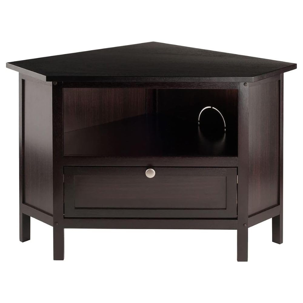 Espresso Corner TV Stand for TVs Up to 27 Inches Wood B58739