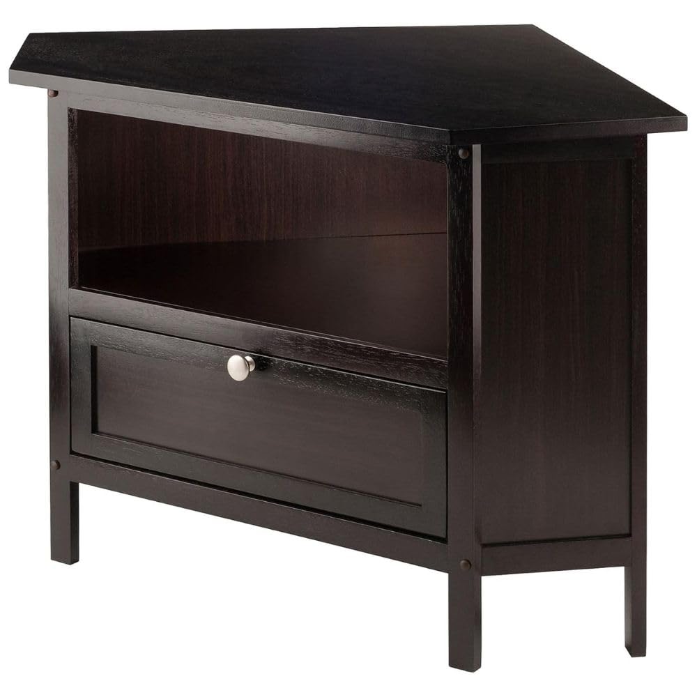 Espresso Corner TV Stand for TVs Up to 27 Inches Wood B58739