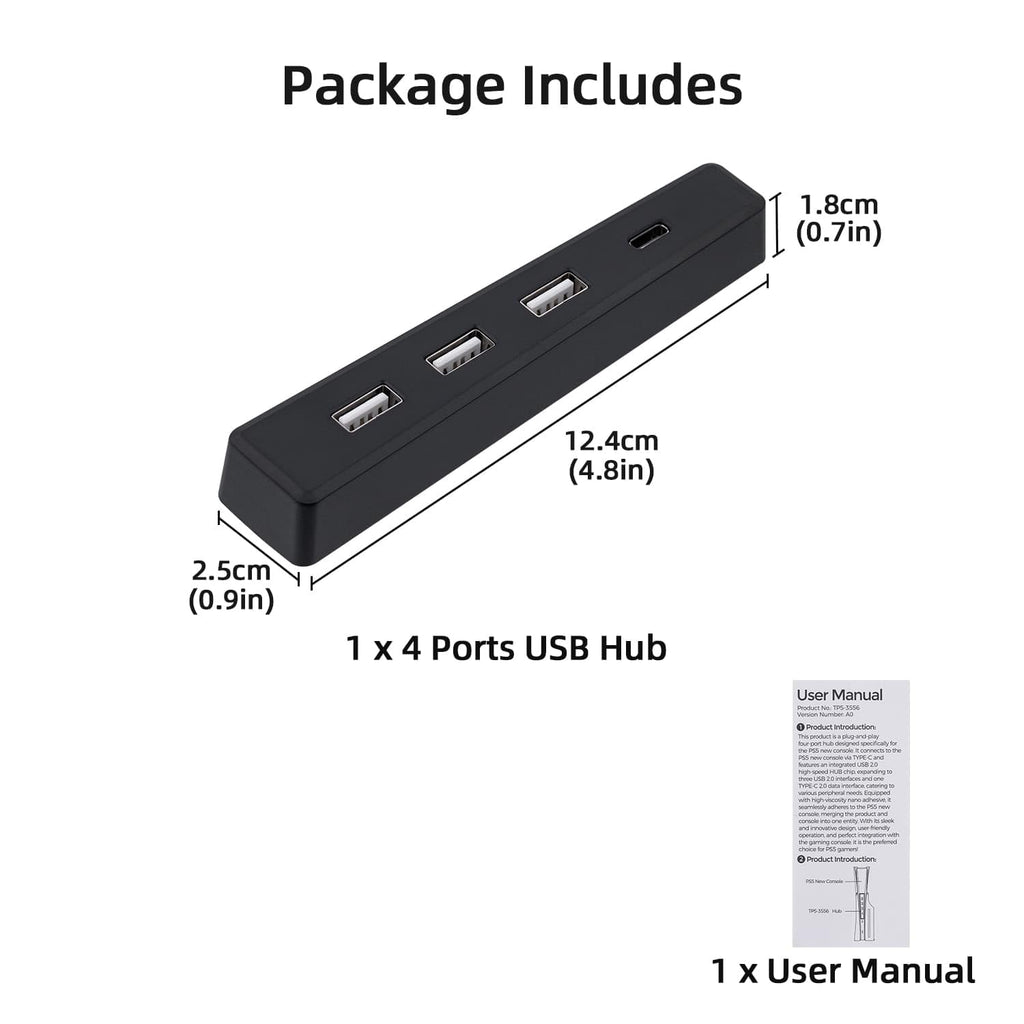 Black 4 Ports USB 2.0 Hub R2414