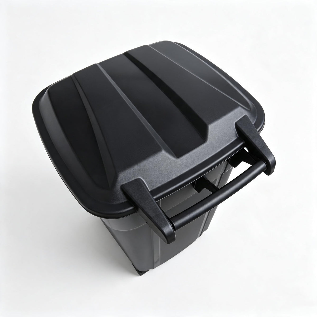32 Gallon Black Plastic Wheeled Trash Can with Lid C623847