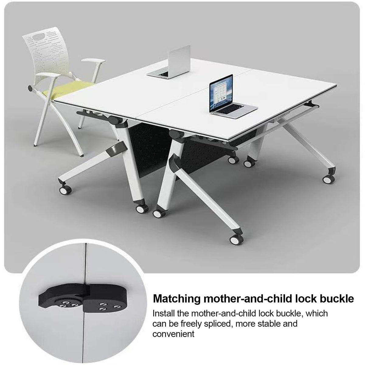 Folding Conference Table with Silent Wheels 120-180cm T974860