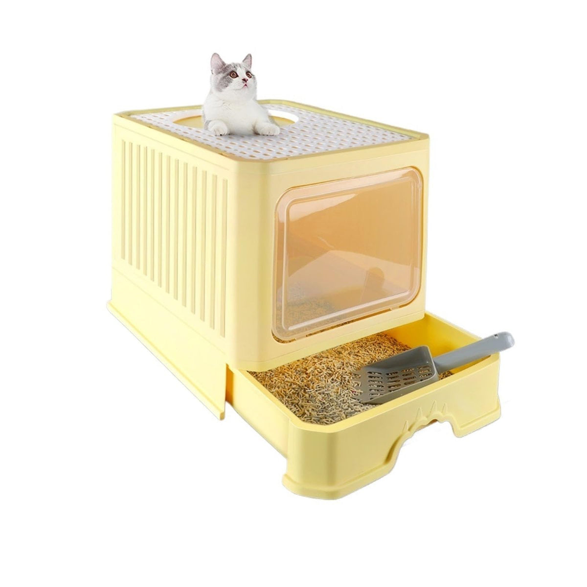 Foldable Enclosed Cat Litter Box with Lid L661229