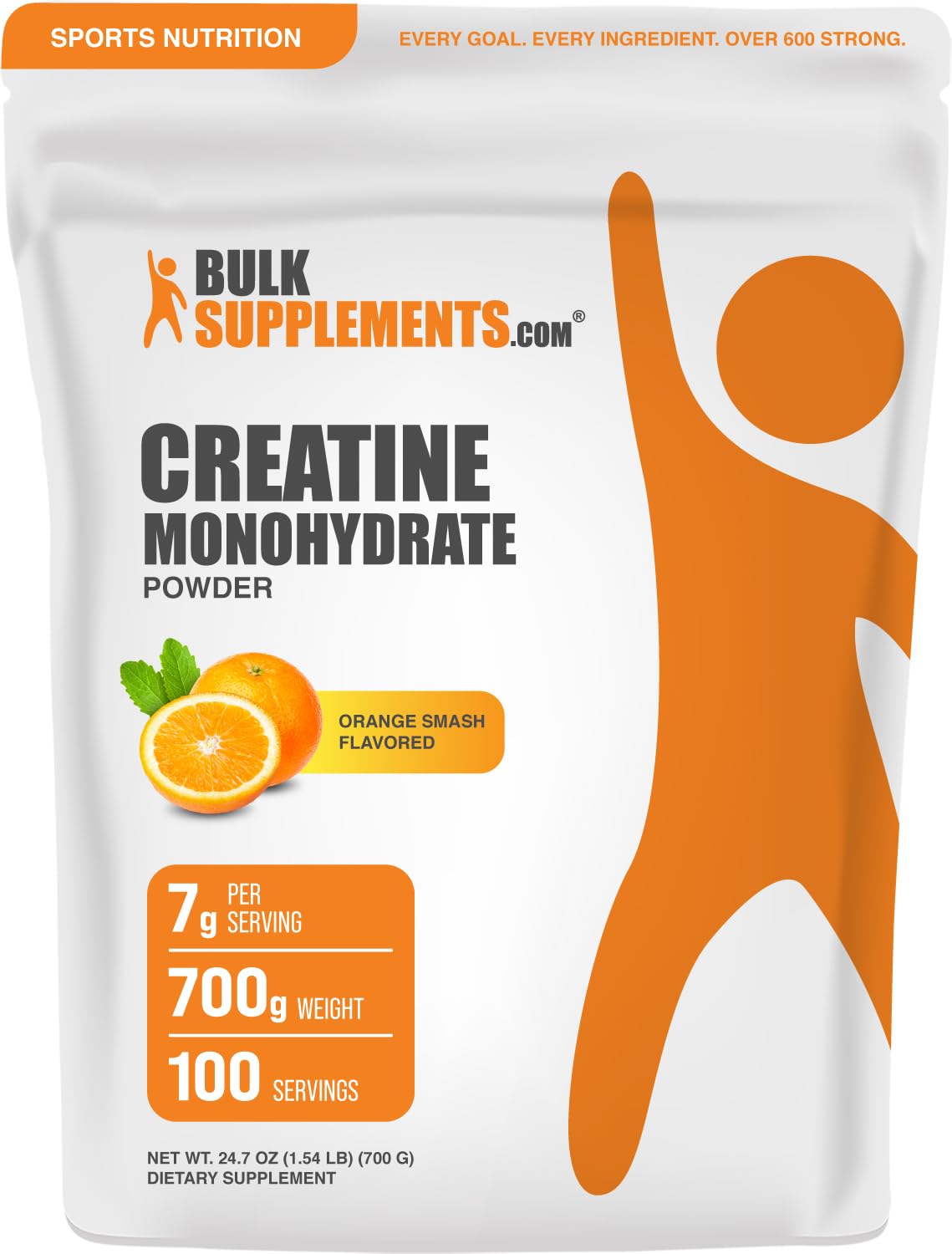 Micronized Creatine Monohydrate Powder, Orange Smash, 700g Y231