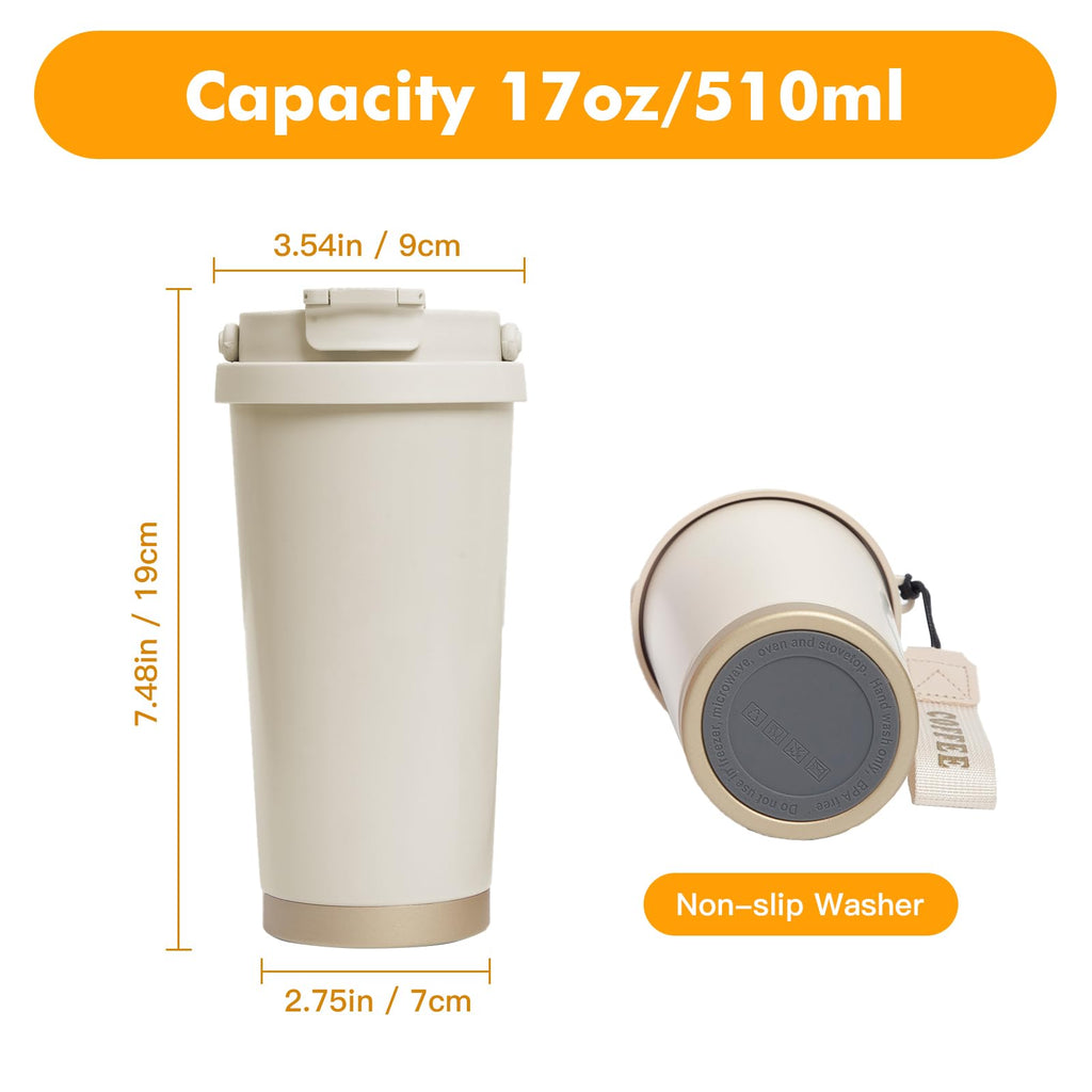 2 Pack 17oz Insulated Stainless Steel Coffee Mug L3416