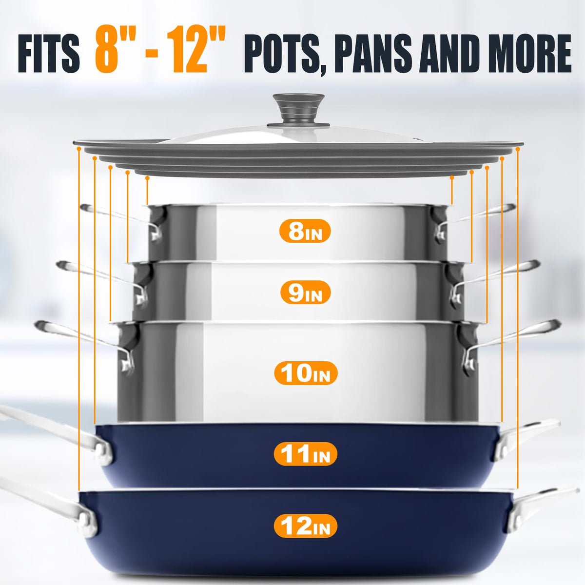 Tempered Glass Universal Lid for Pots, Pans and Skillets M262