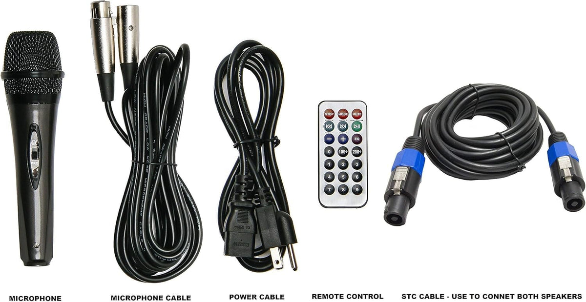 10" Powered 1000W DJ Speakers with Bluetooth USB SD Card AUX MP3 FM Radio PA System LED Lights Karaoke Mic O46340