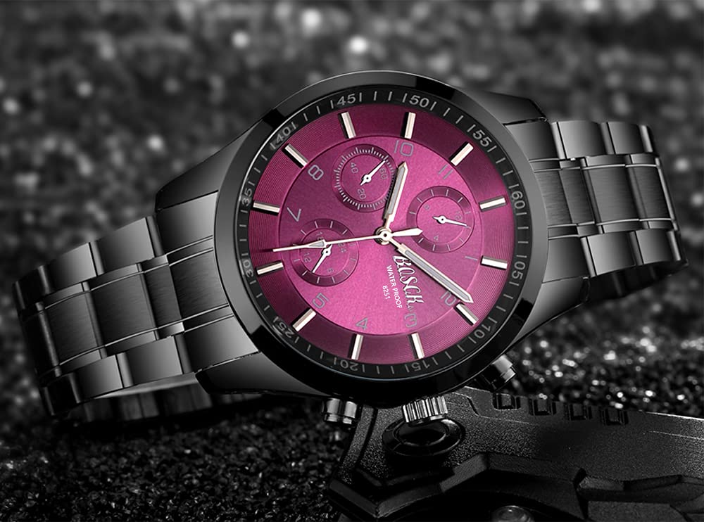 40mm Analog Watch with Auto Date & Day Display, Stainless Steel, 30M Waterproof H831598