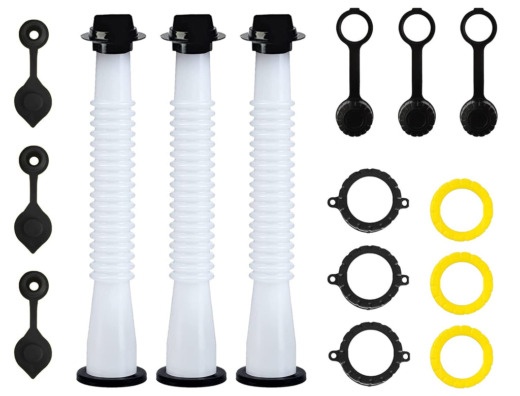 Gas Can Spout Replacement with Gasket, Stopper, Collar Caps and Vent Caps, Pack of 3 R3262