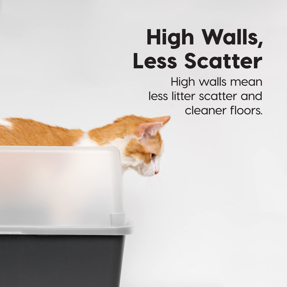 High Sided Cat Litter Box with Scatter Shield, Black H88300