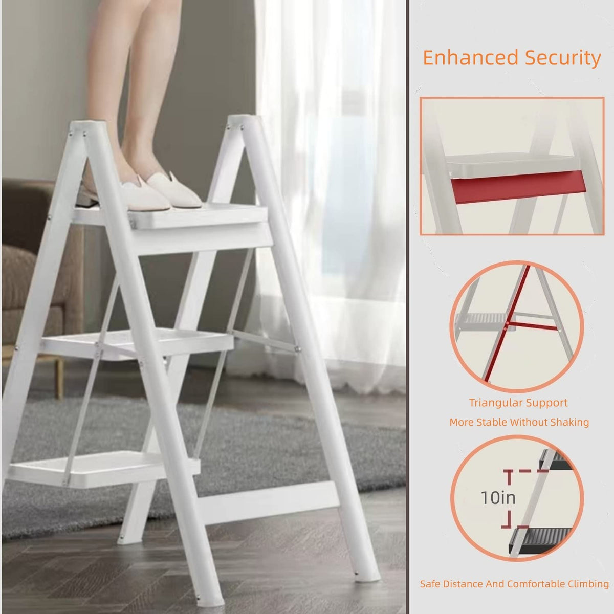 Folding 3 Step Stool with Anti-Slip Pedal Z4645