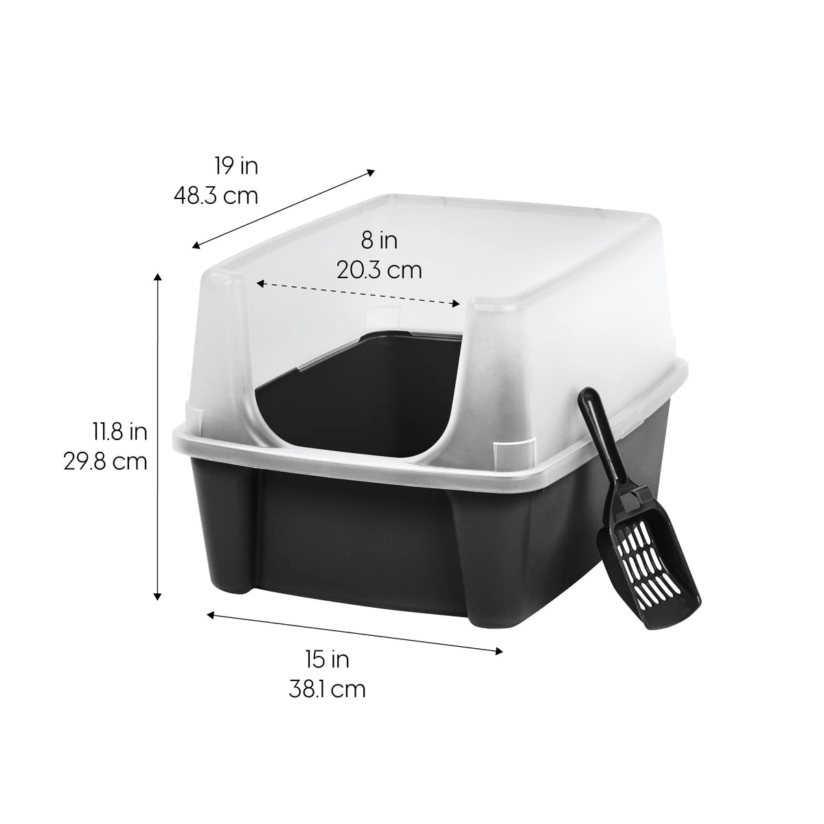 High Sided Cat Litter Box with Scatter Shield, Black H88300