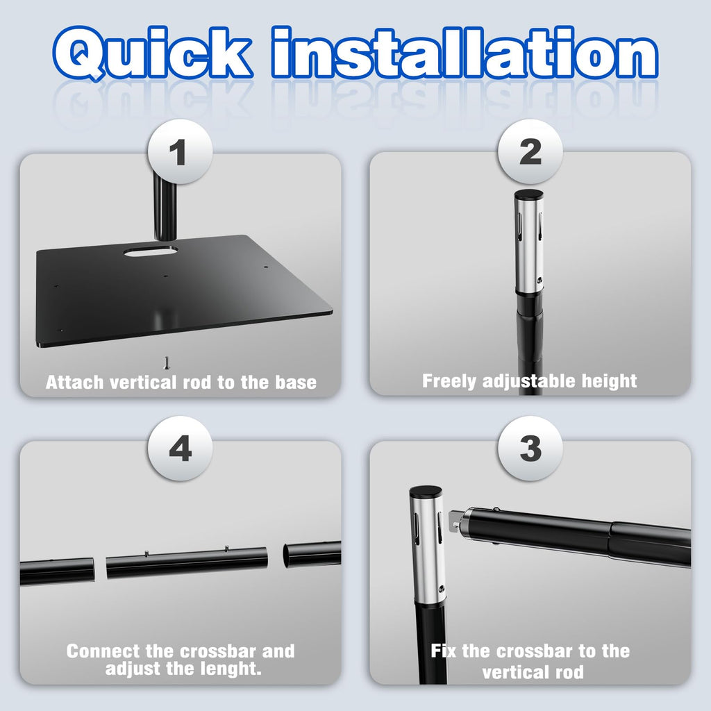 8ftx10ft Adjustable Heavy Duty Black Pipe and Drape Backdrop Stand W9404