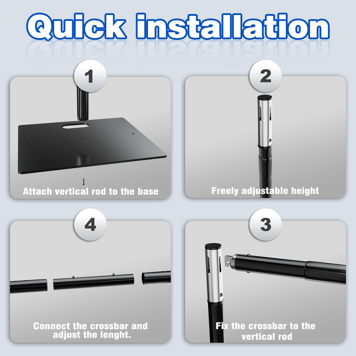 8ftx10ft Adjustable Heavy Duty Black Pipe and Drape Backdrop Stand W9404