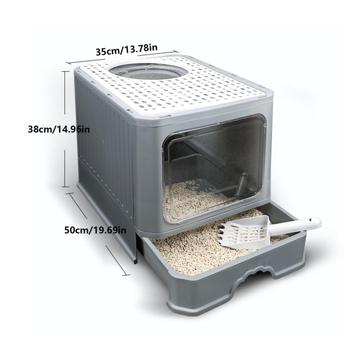 Foldable Enclosed Cat Litter Box with Lid L661229