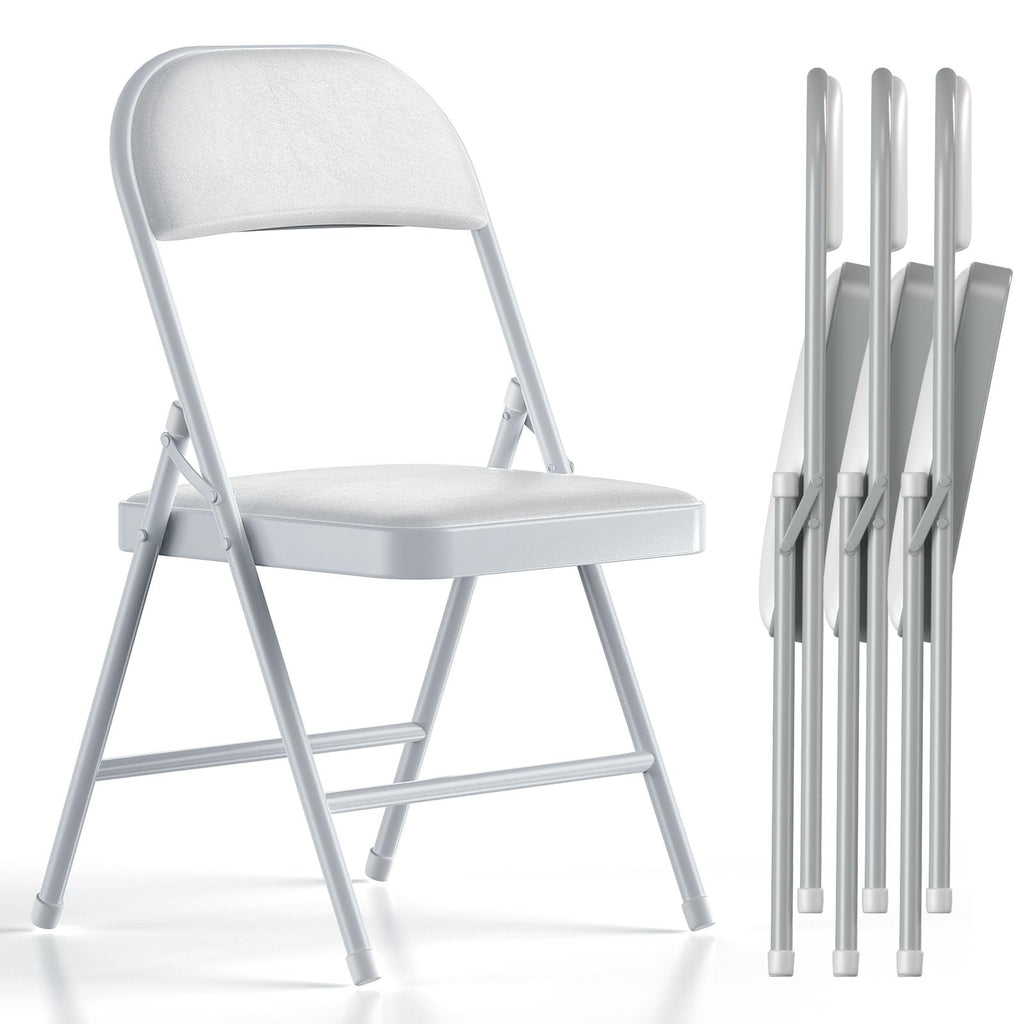White Vinyl Padded Folding Chairs 4 Pack X6275