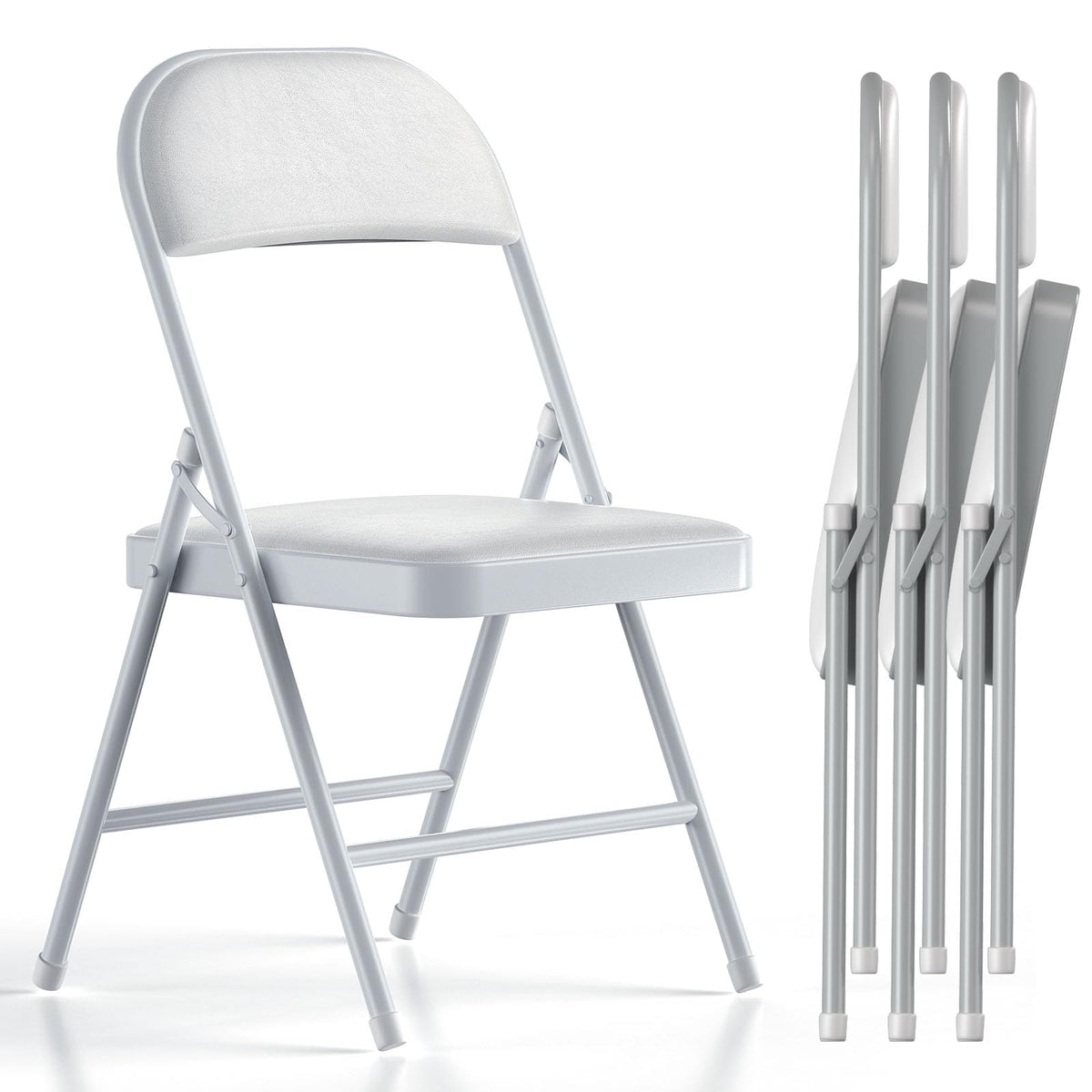 White Vinyl Padded Folding Chairs 4 Pack X6275