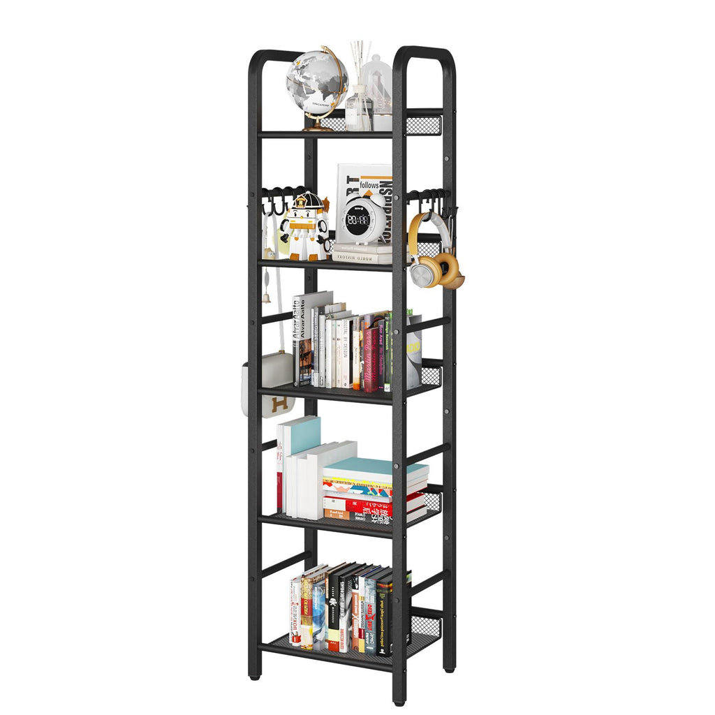 5 Tier Black Metal Bookshelf O89646