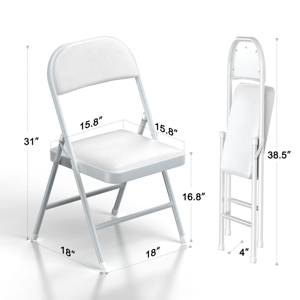 White Vinyl Padded Folding Chairs 4 Pack X6275