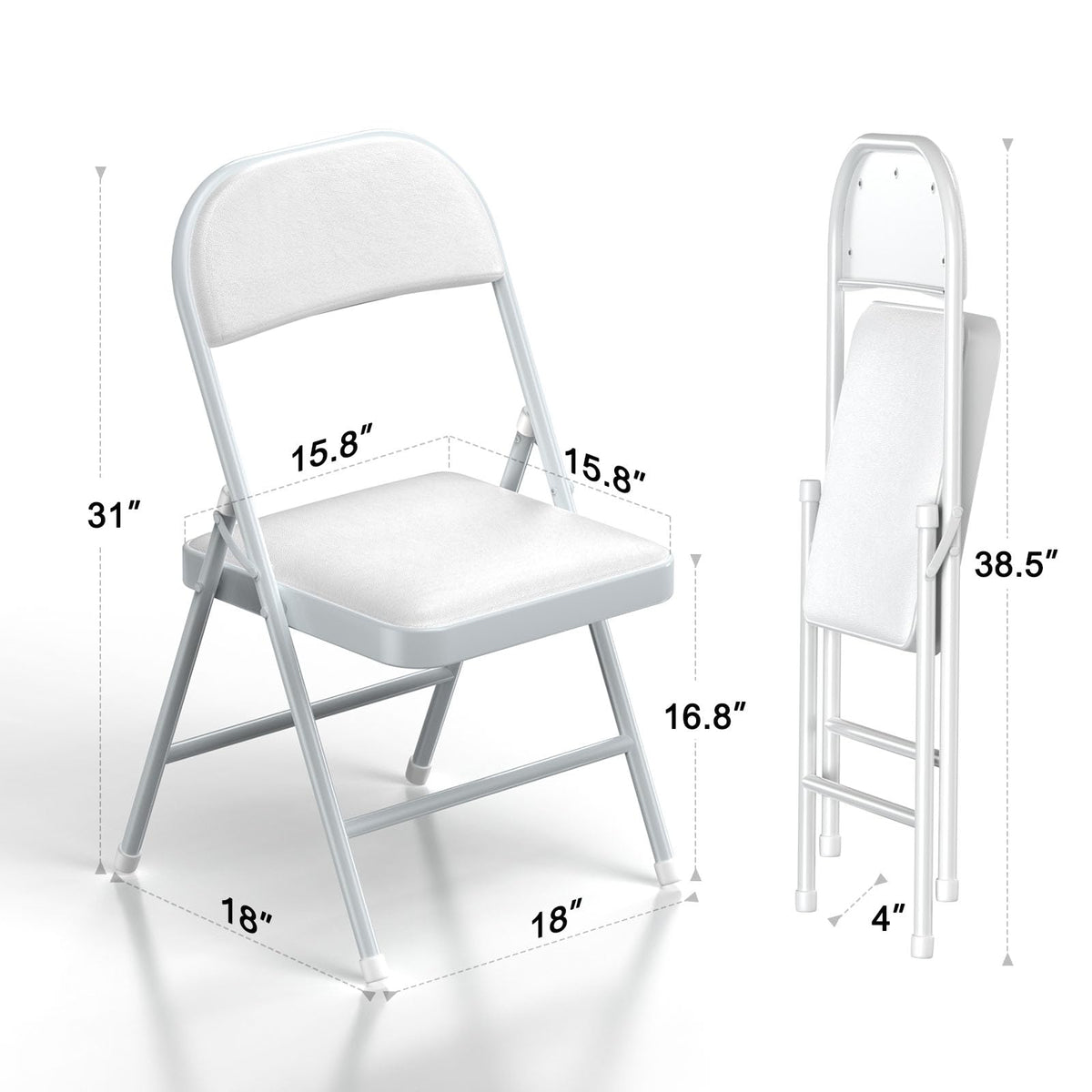 White Vinyl Padded Folding Chairs 4 Pack X6275