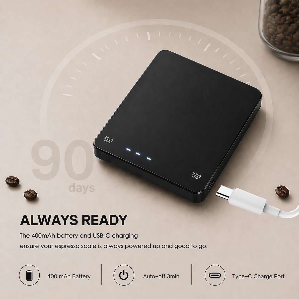 Rechargeable Digital Coffee Scale with Timer Q835276