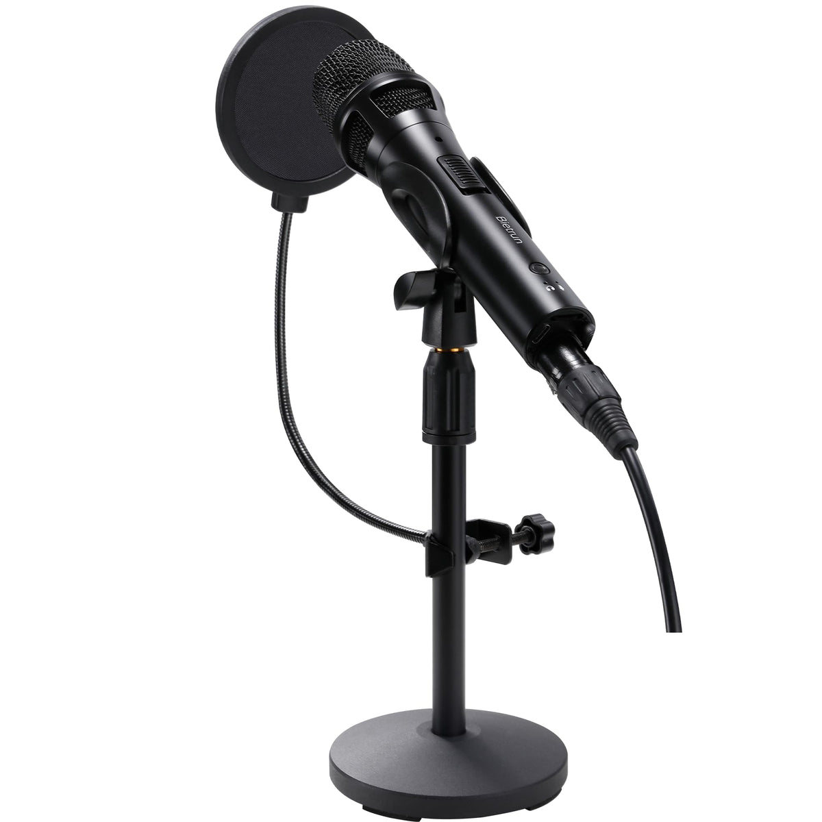 USB Dynamic Microphone with Desktop Stand, Pop Filter, Headphone Jack Y603041