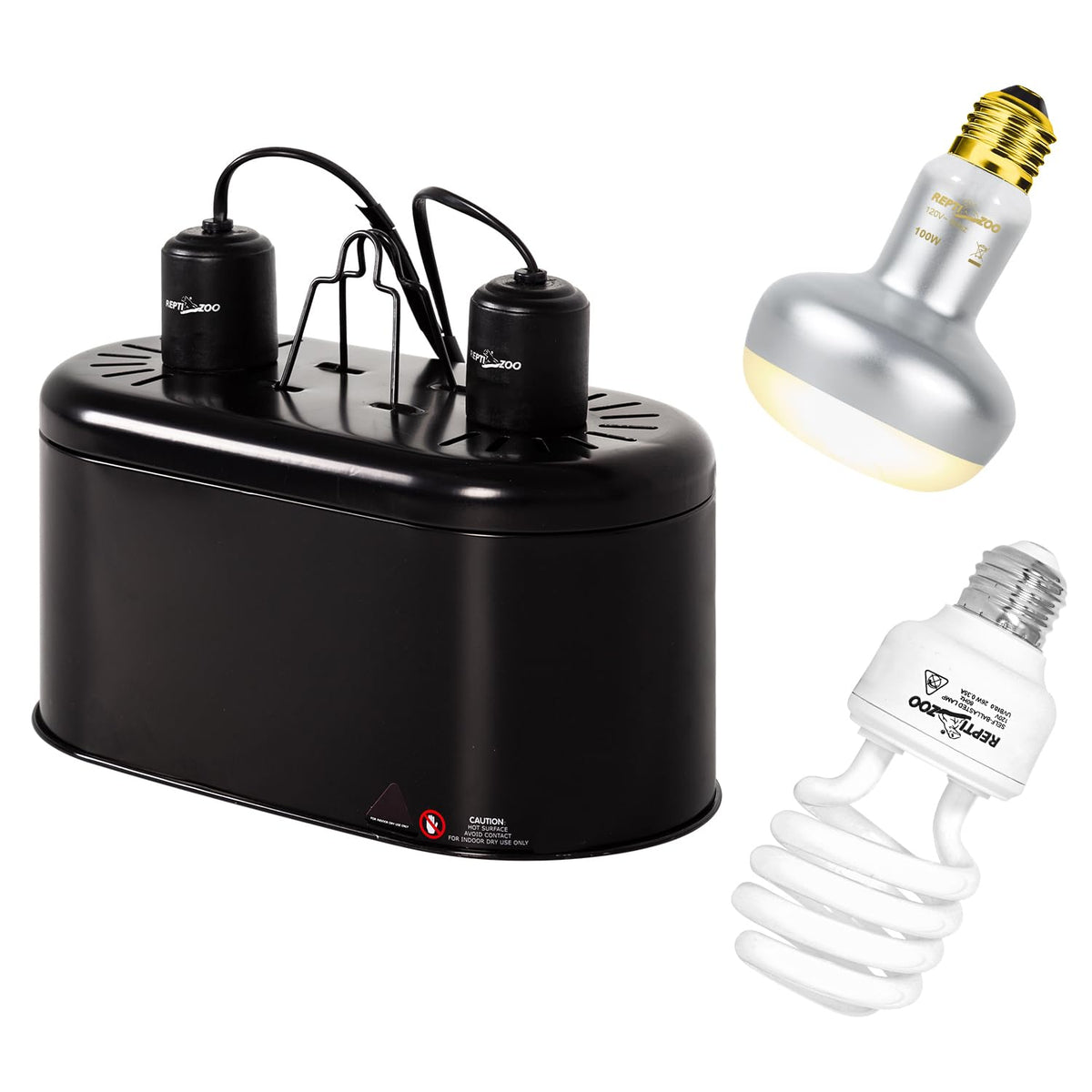 Reptile Heat Lamp Combo Pack with Dual Light Fixture W8174