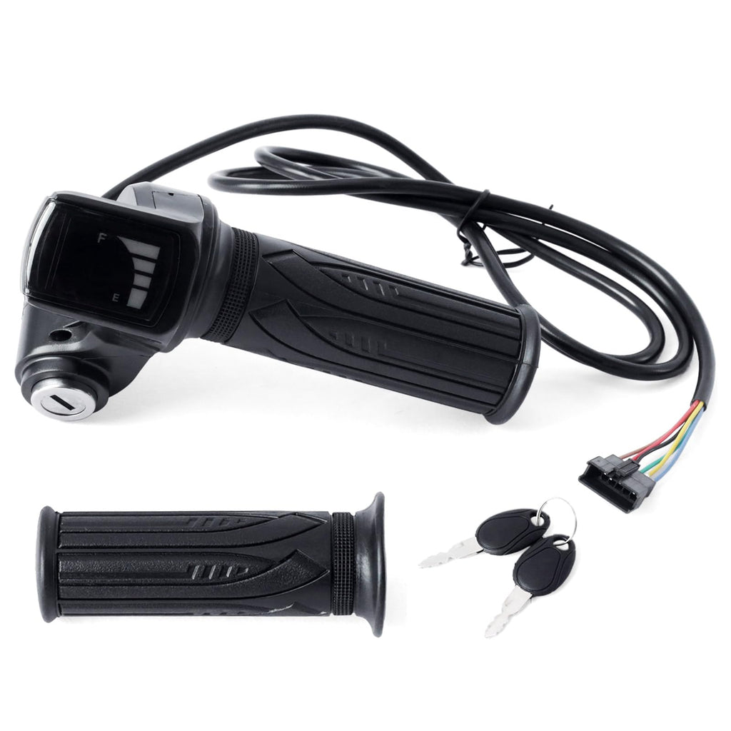 36V E-Scooter Throttle Replacement with Display Light Switch Lock 2 Keys Twist Accelerator Handle Grip 6-Pin V904163