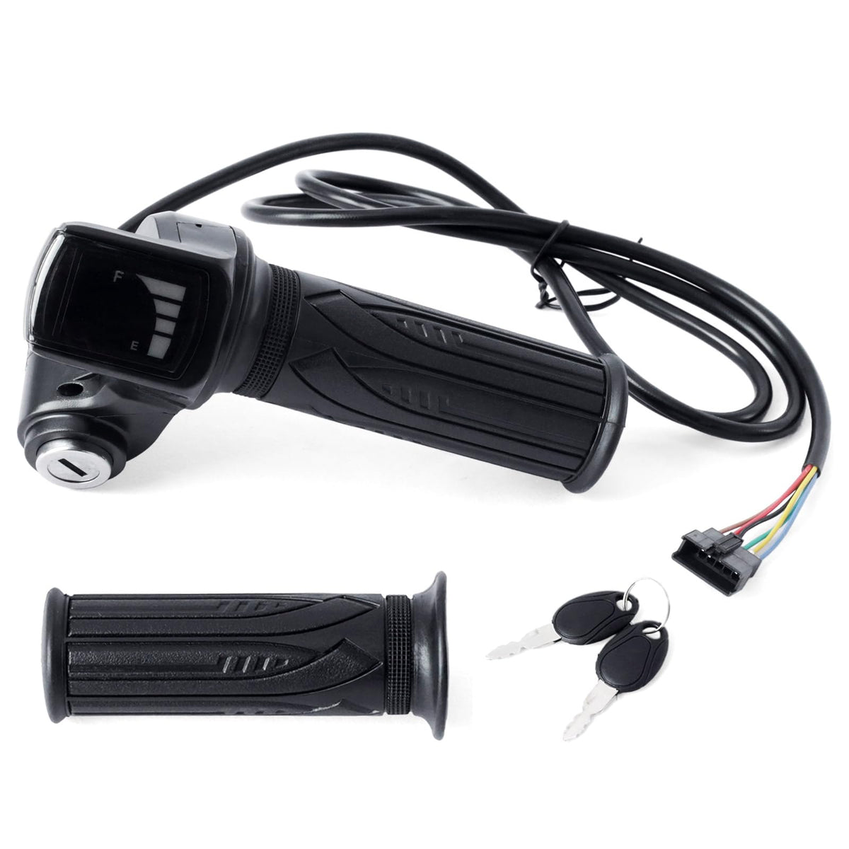36V E-Scooter Throttle Replacement with Display Light Switch Lock 2 Keys Twist Accelerator Handle Grip 6-Pin V904163