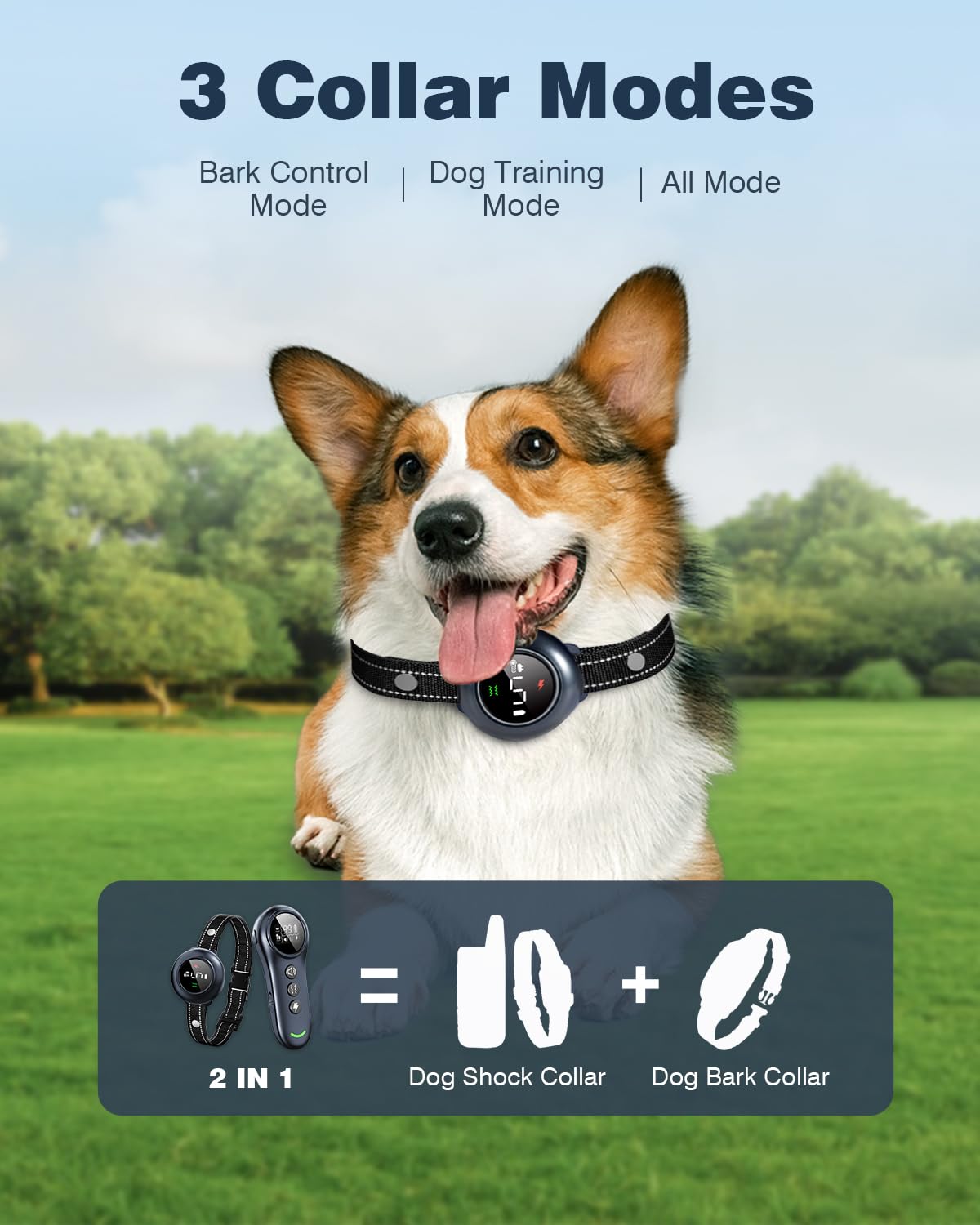 2-in-1 Dog Shock Collar & Dog Bark Collar IP67 Waterproof X715476