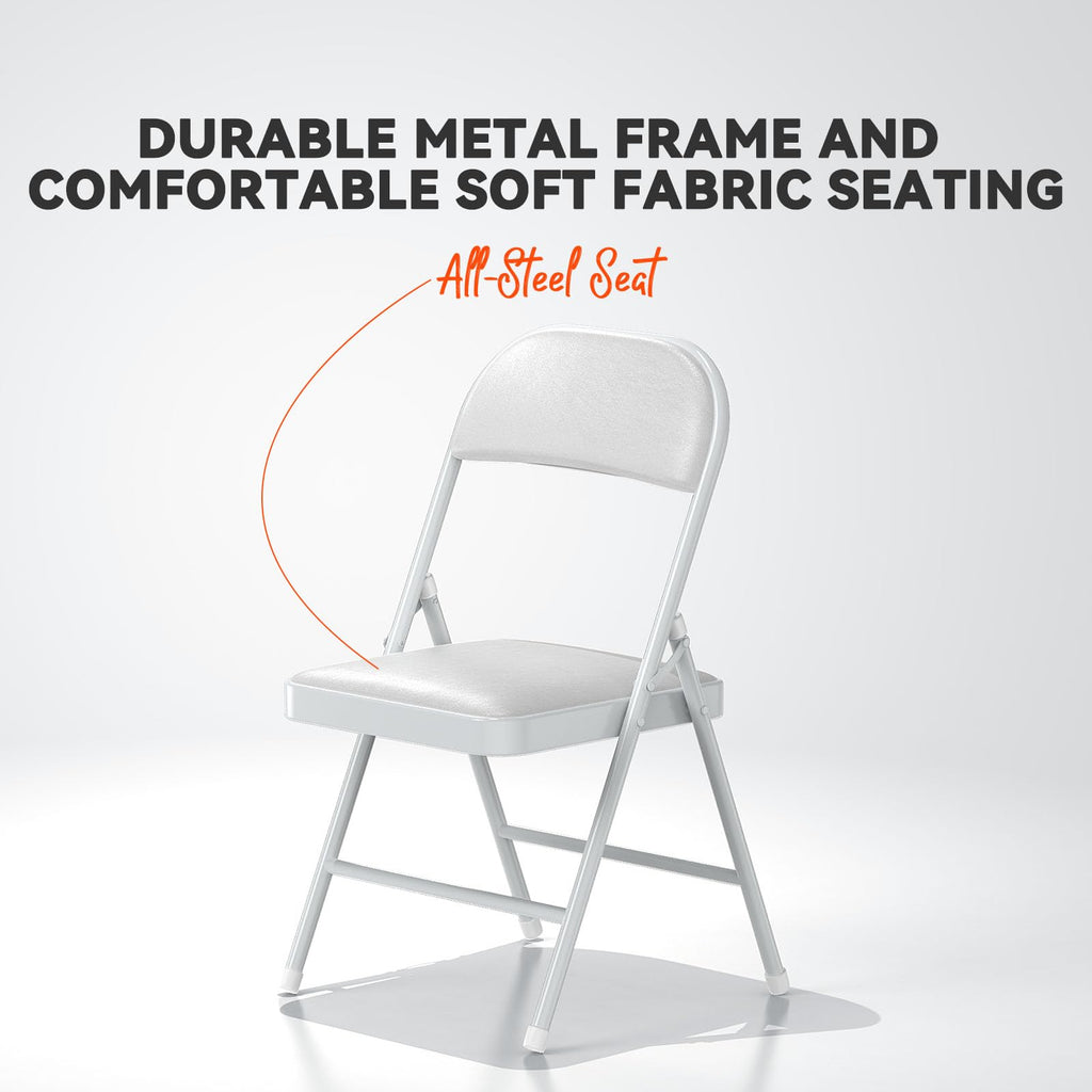 White Vinyl Padded Folding Chairs 4 Pack X6275