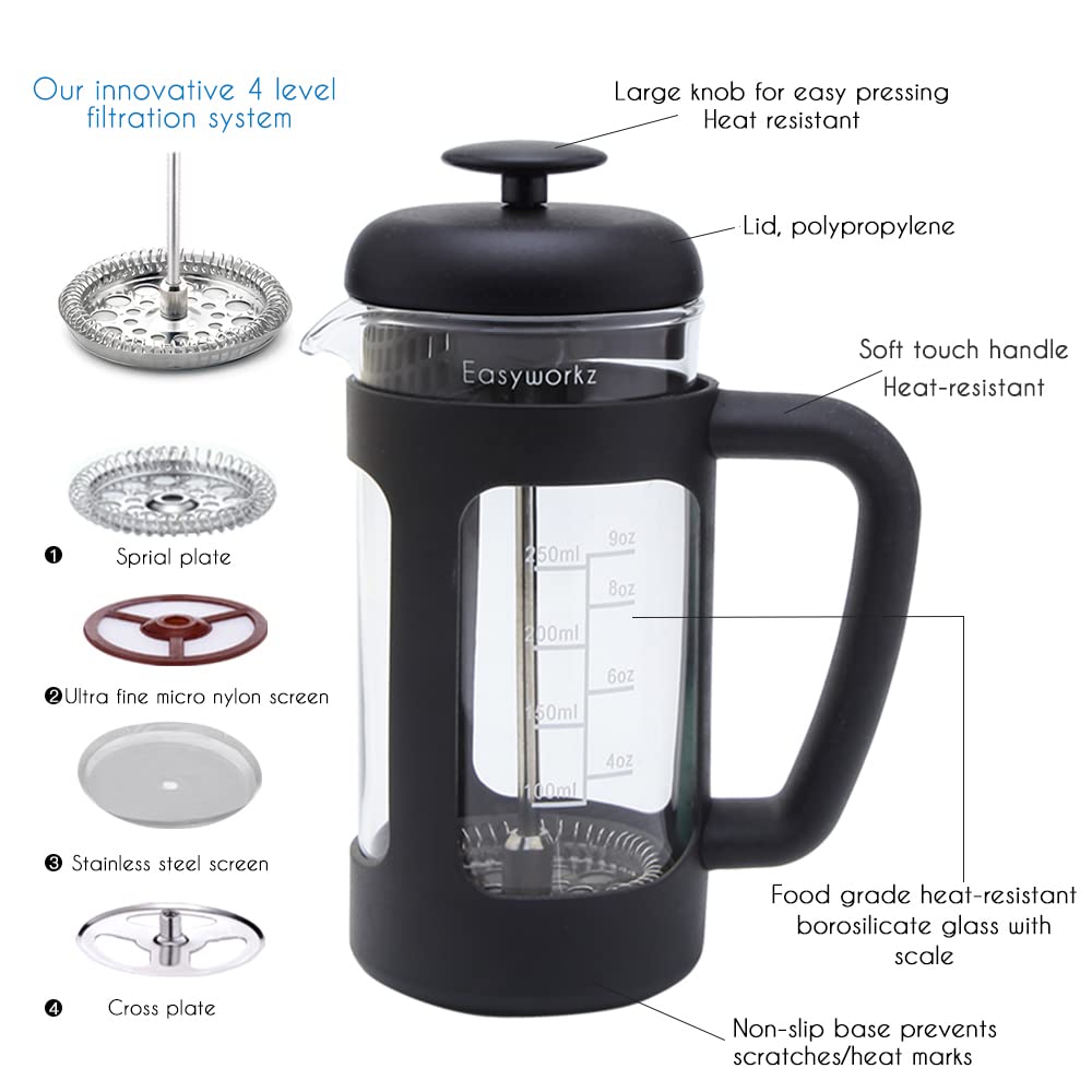 12 oz French Press Coffee Tea Maker with Measuring Coffee Spoon H628381
