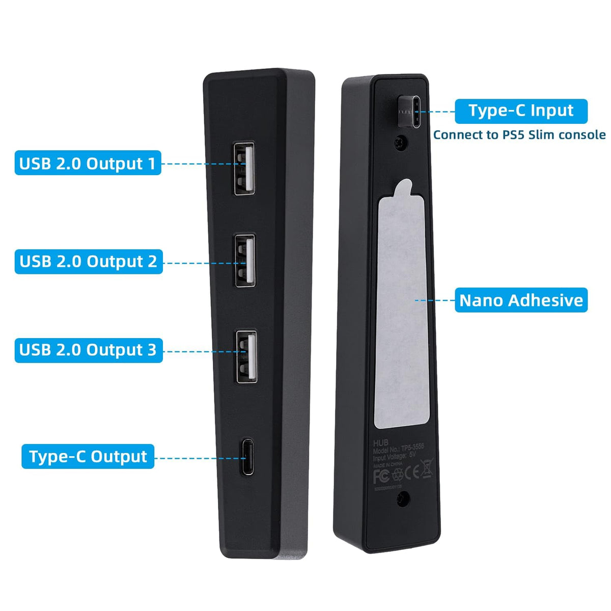 Black 4 Ports USB 2.0 Hub R2414
