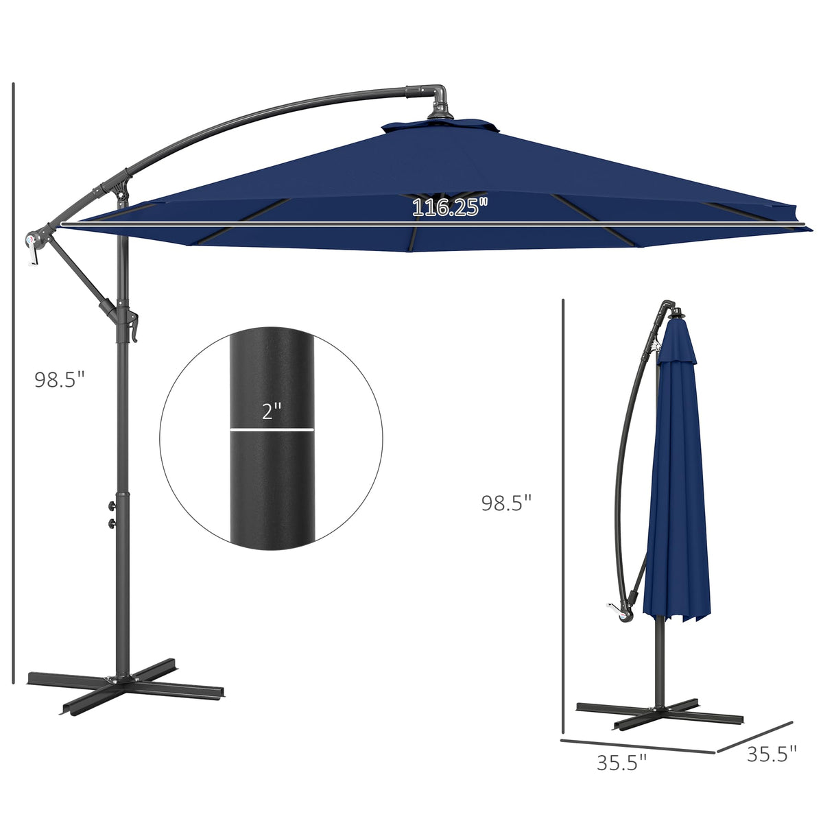 10' Cantilever Tilt Offset Patio Umbrella L4999