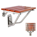 Teak Wood Wall Mounted Folding Shower Seat and Bench 350lb Capacity R9445