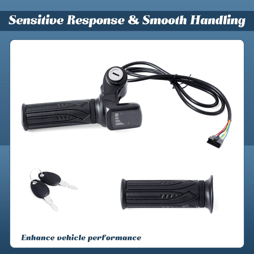 36V E-Scooter Throttle Replacement with Display Light Switch Lock 2 Keys Twist Accelerator Handle Grip 6-Pin V904163