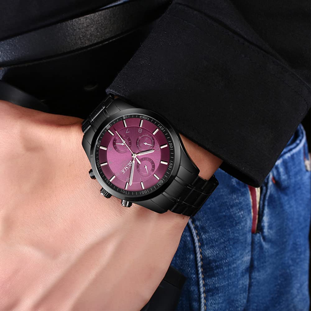 40mm Analog Watch with Auto Date & Day Display, Stainless Steel, 30M Waterproof H831598
