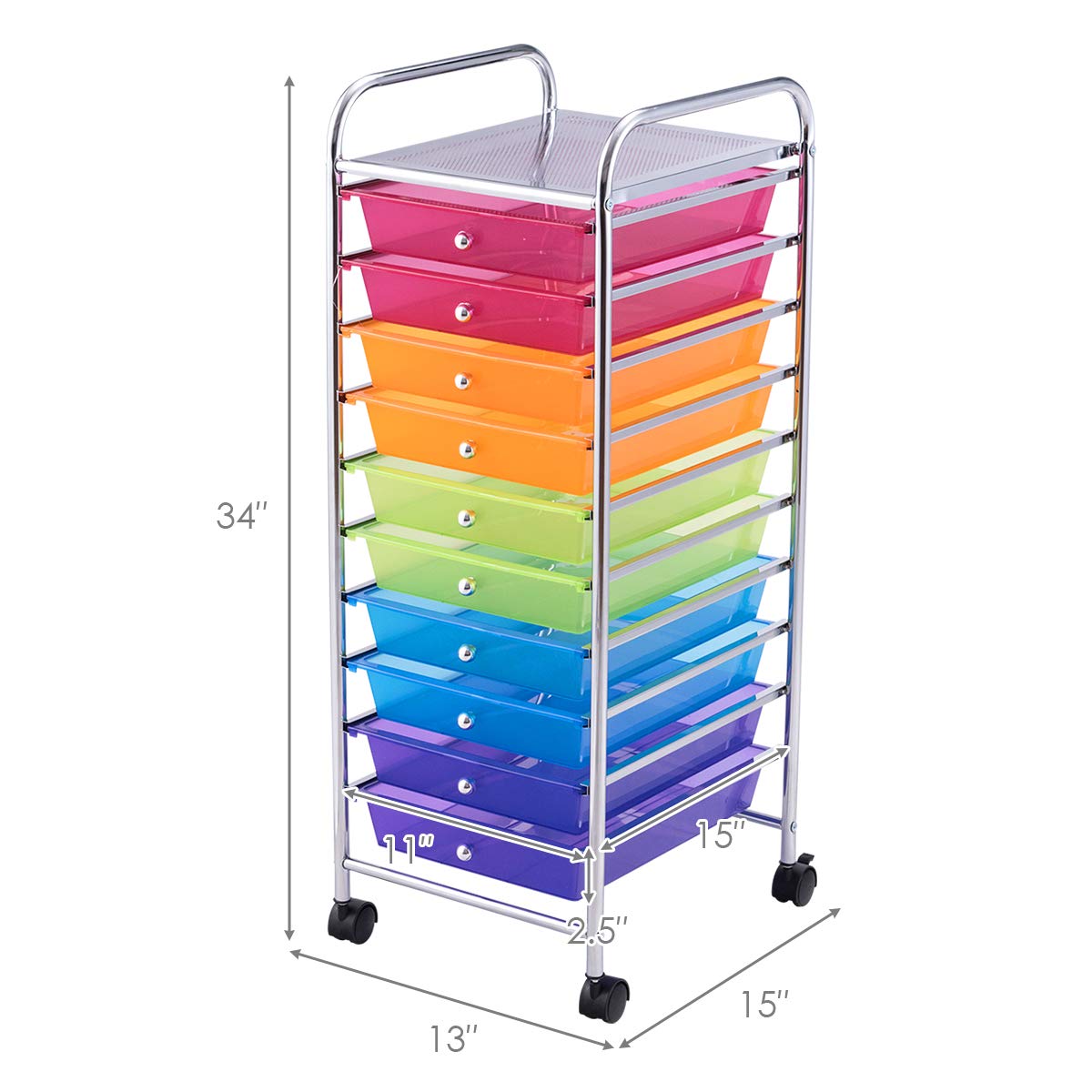 10 Drawer Rolling Storage Cart with Wheels F927