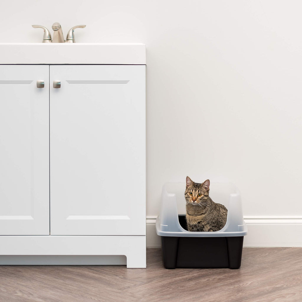 High Sided Cat Litter Box with Scatter Shield, Black H88300