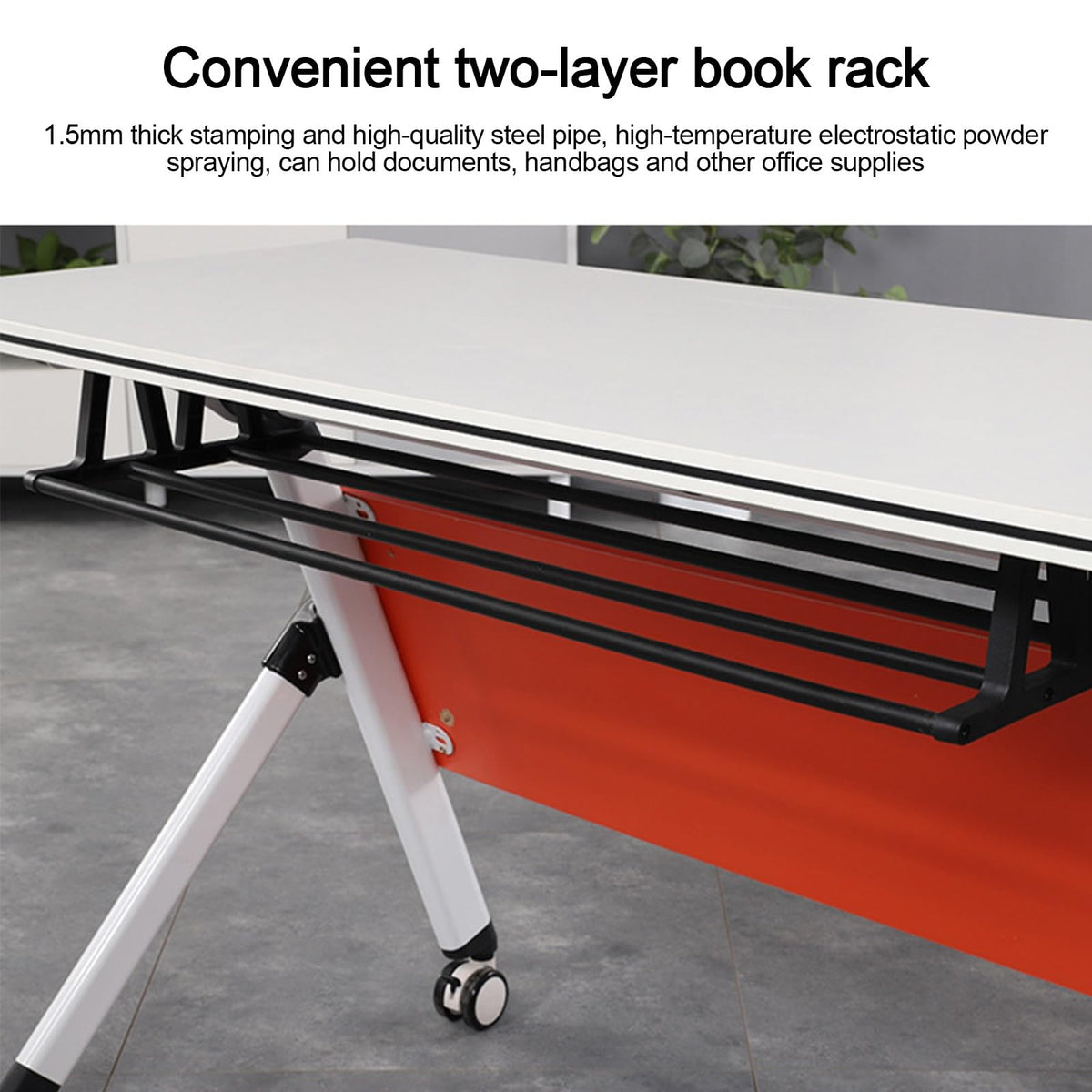 Folding Conference Table with Silent Wheels 120-180cm T974860