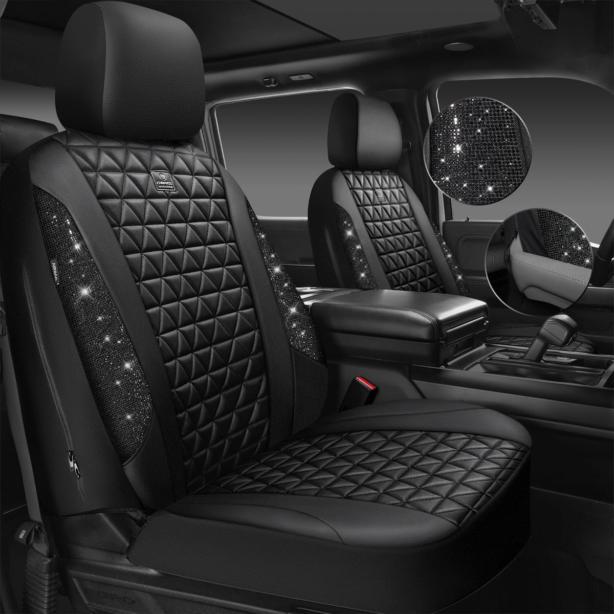 Black Leather Car Seat Covers Full Set U847