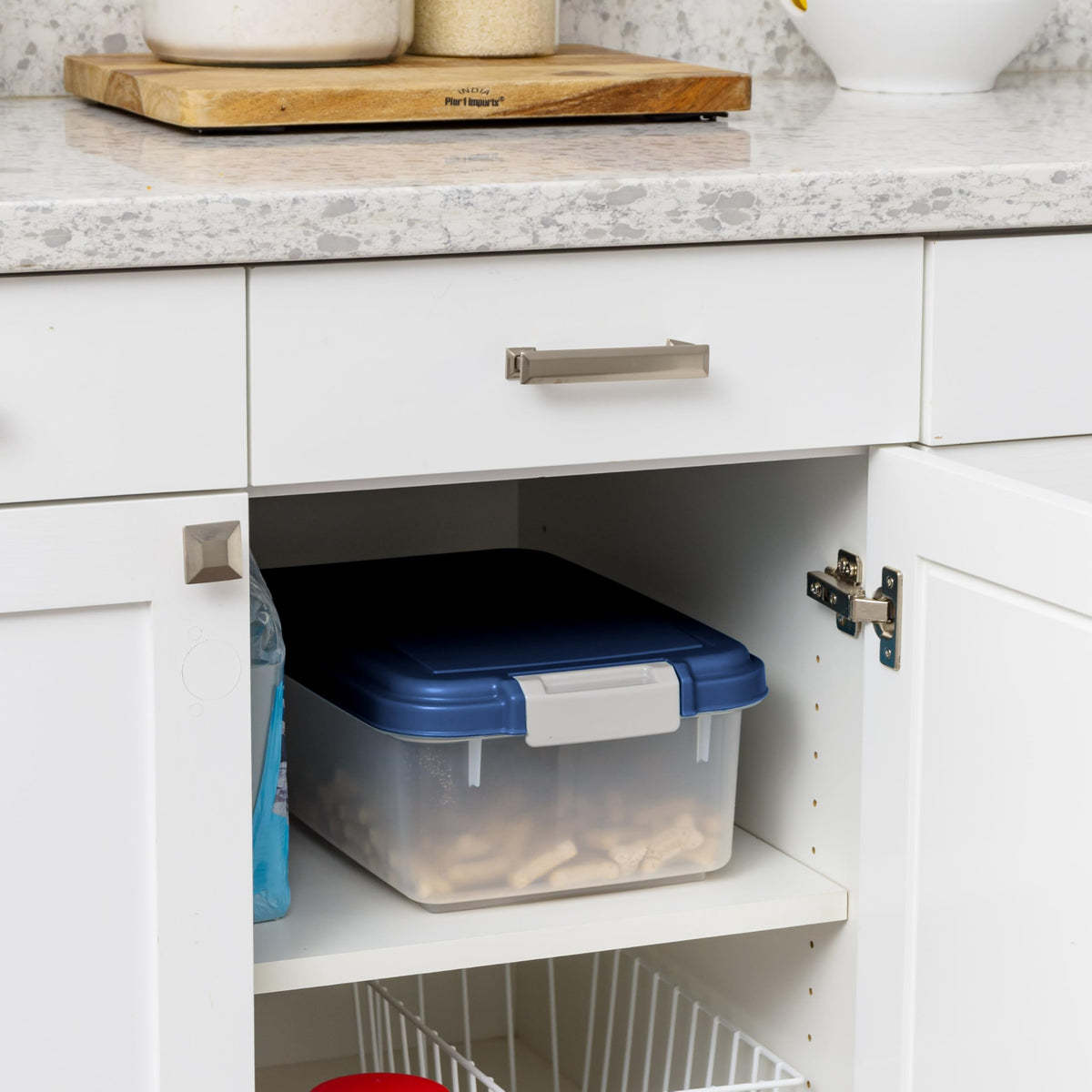 Dog Food Storage Container, Up to 11 lbs, Navy E698293