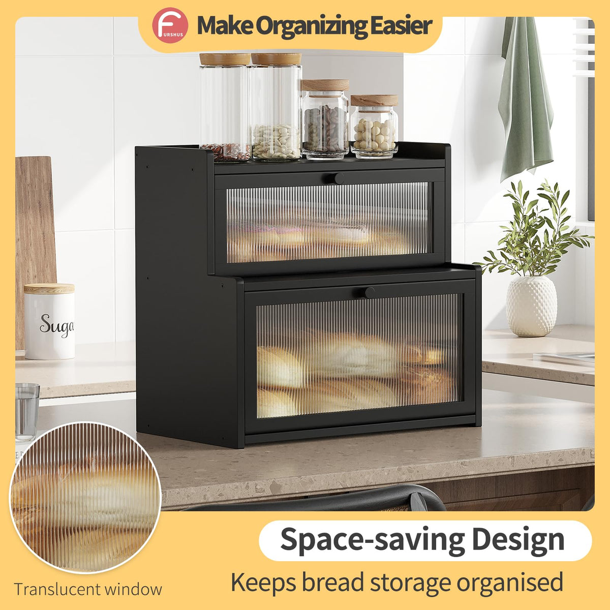 Bamboo Bread Box with Window B854