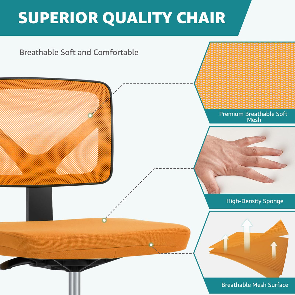 Armless Ergonomic Home Office Chair U156
