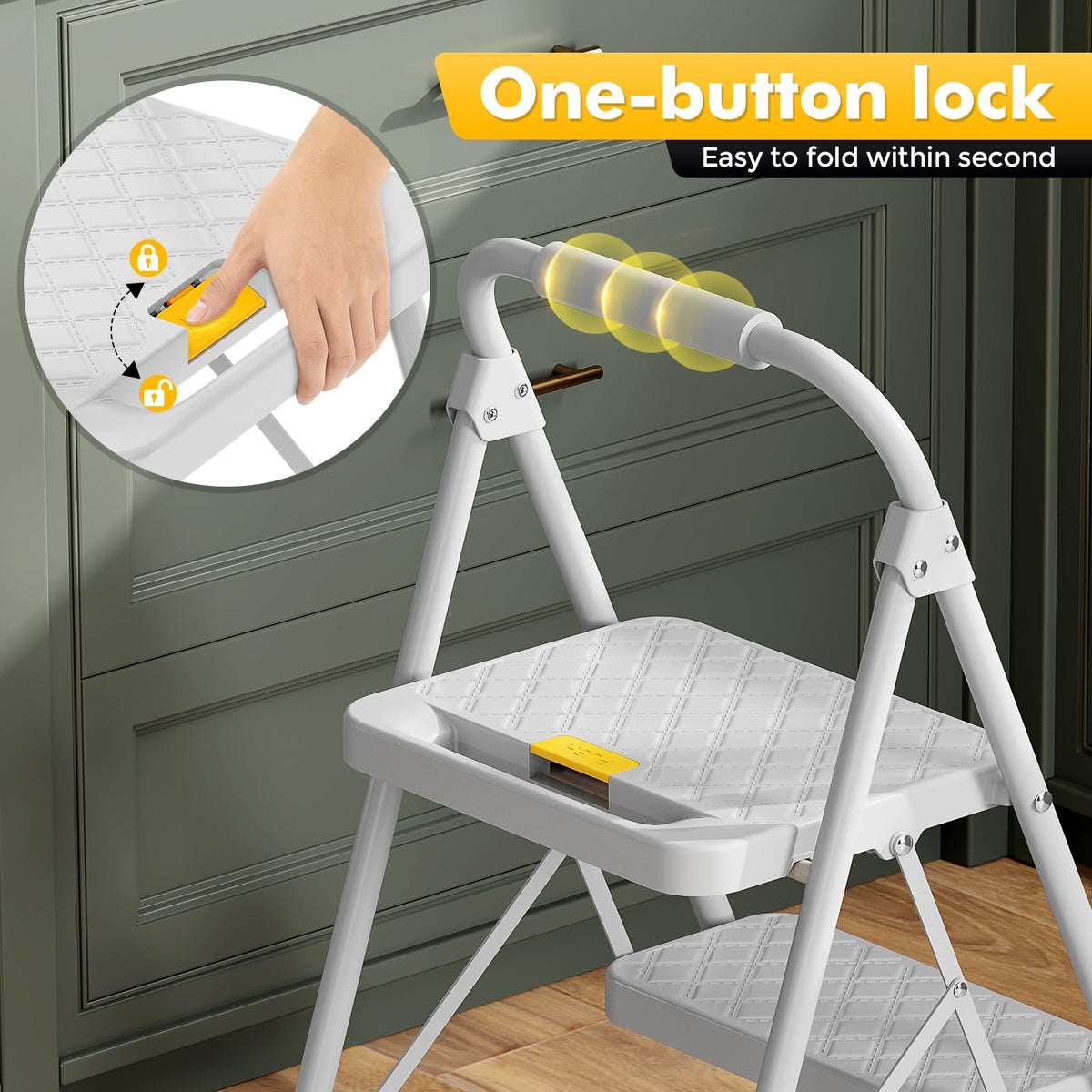 2 Step Folding Steel Ladder with Handrails S2664