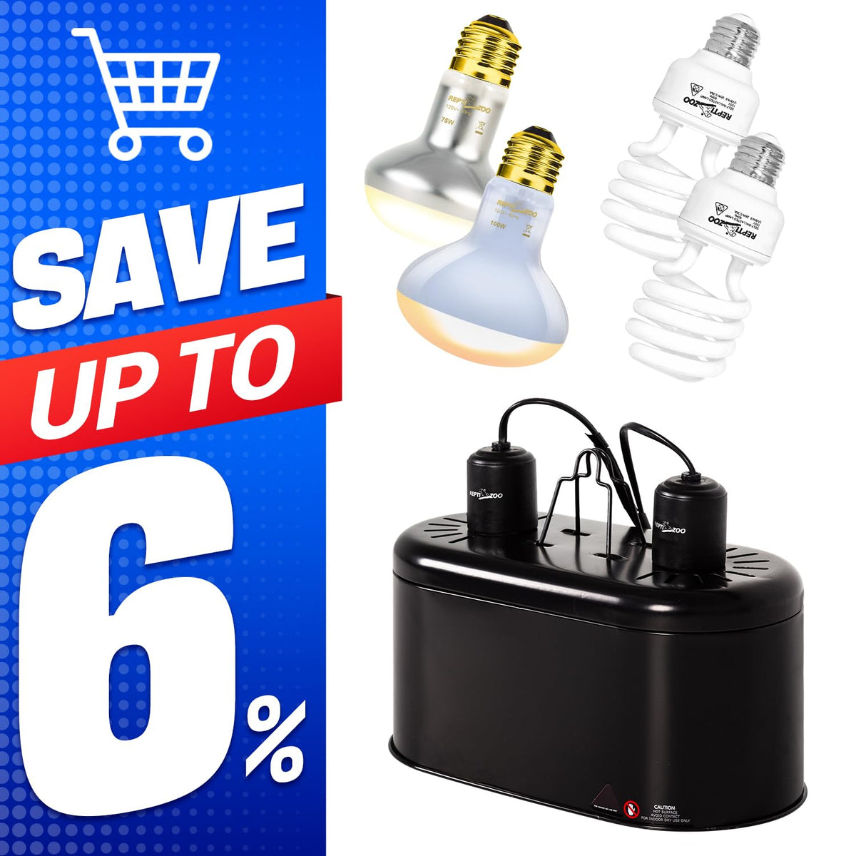 Reptile Heat Lamp Combo Pack with Dual Light Fixture W8174