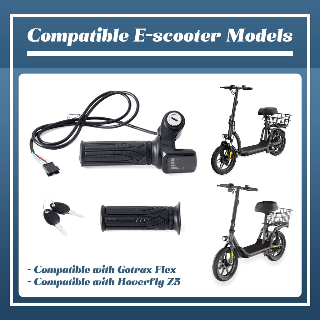 36V E-Scooter Throttle Replacement with Display Light Switch Lock 2 Keys Twist Accelerator Handle Grip 6-Pin V904163