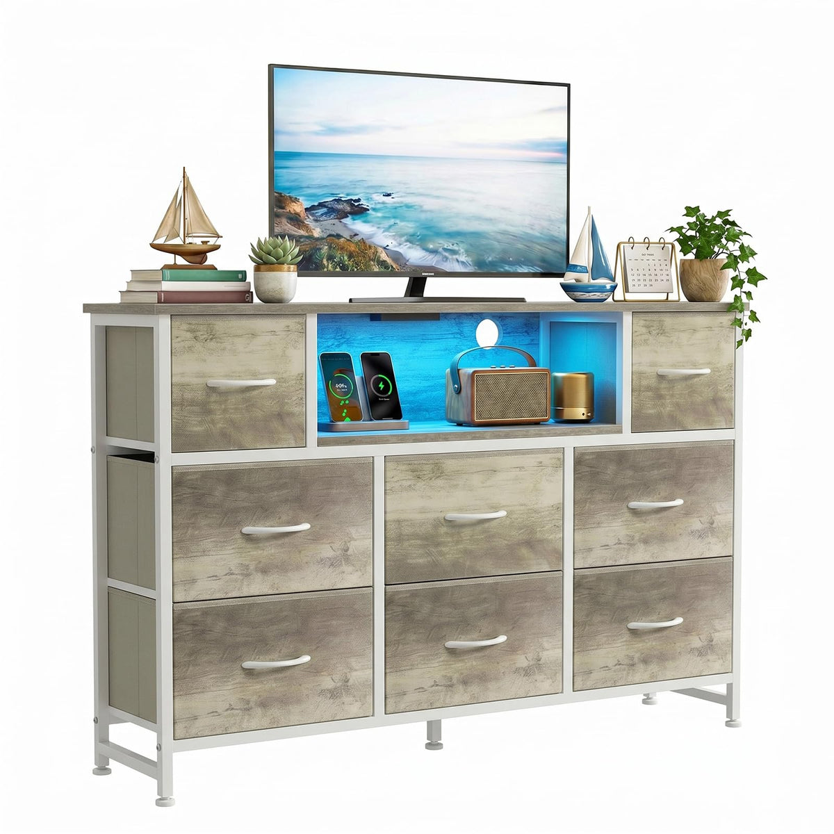 8 Drawer TV Stand with Charging Station K452